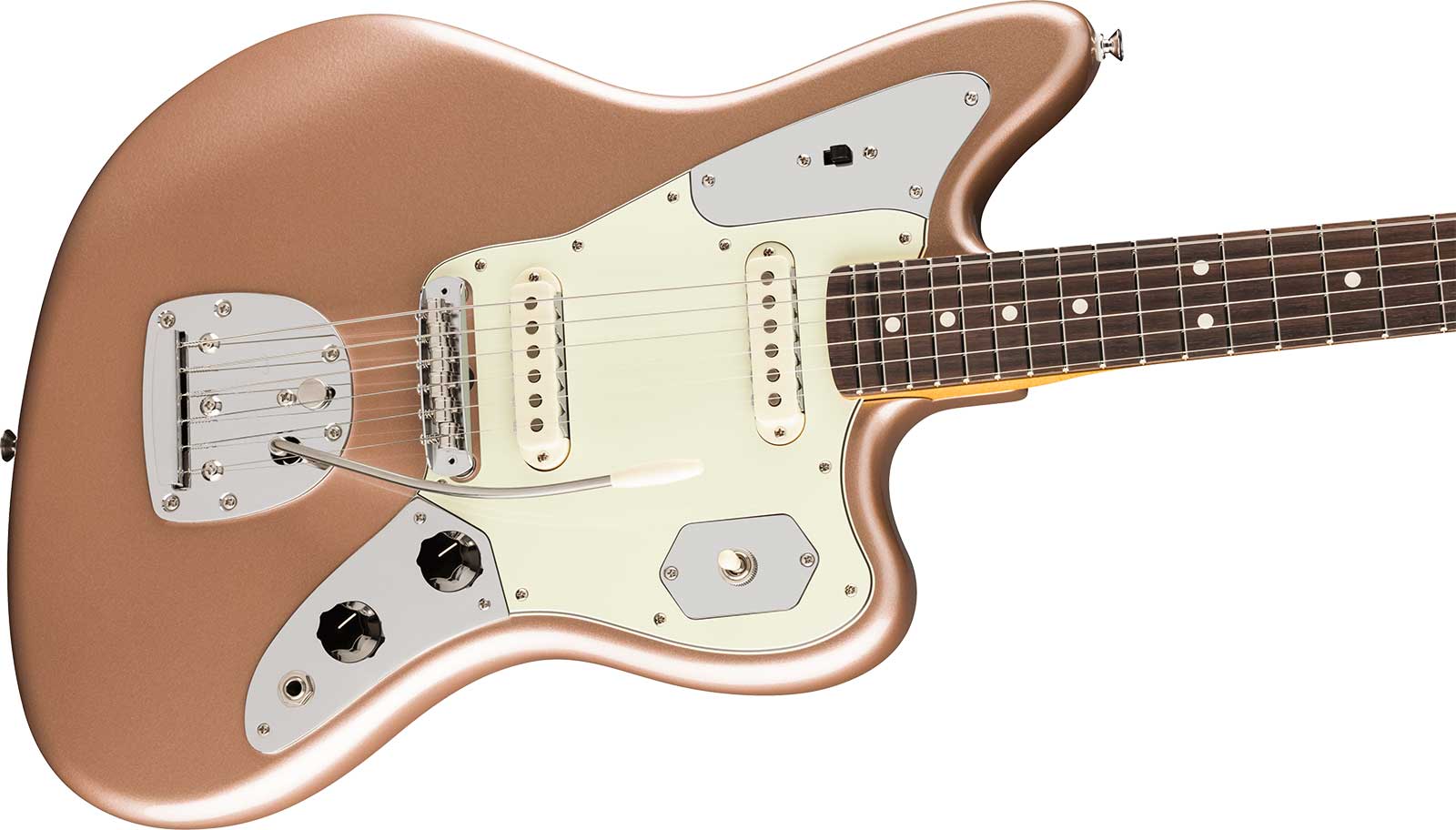 Fender Jaguar Classic American Pro Usa Shsc 2s Trem Rw - Faded Firemist Gold - Guitarra electrica retro rock - Variation 2