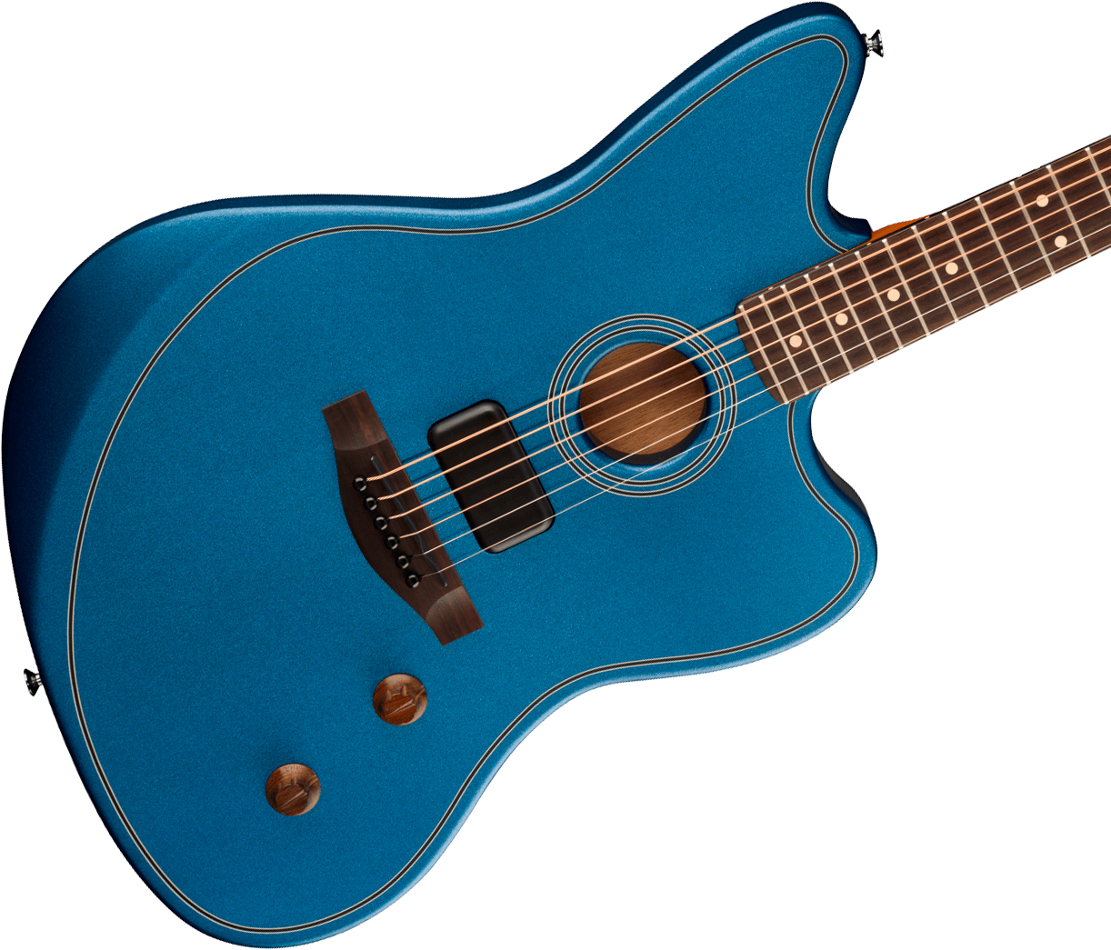 Fender Jazzmaster Acoustasonic Standard Ind Epicea Acajou Rw - Lake Placid Blue - Guitarra folk - Variation 2