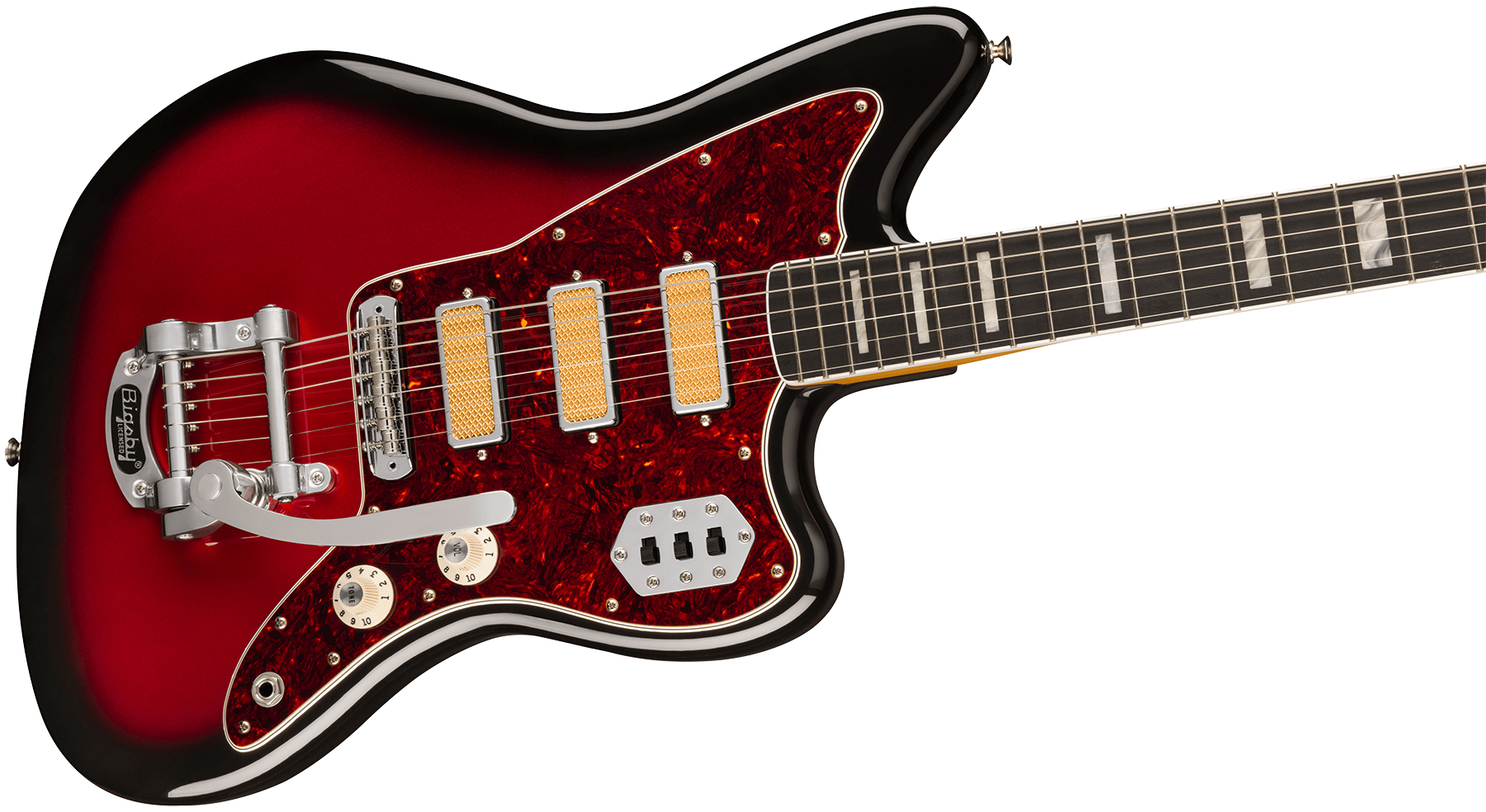 Fender Jazzmaster Gold Foil Ltd Mex 3mh Trem Bigsby Eb - Candy Apple Burst - Guitarra electrica retro rock - Variation 2
