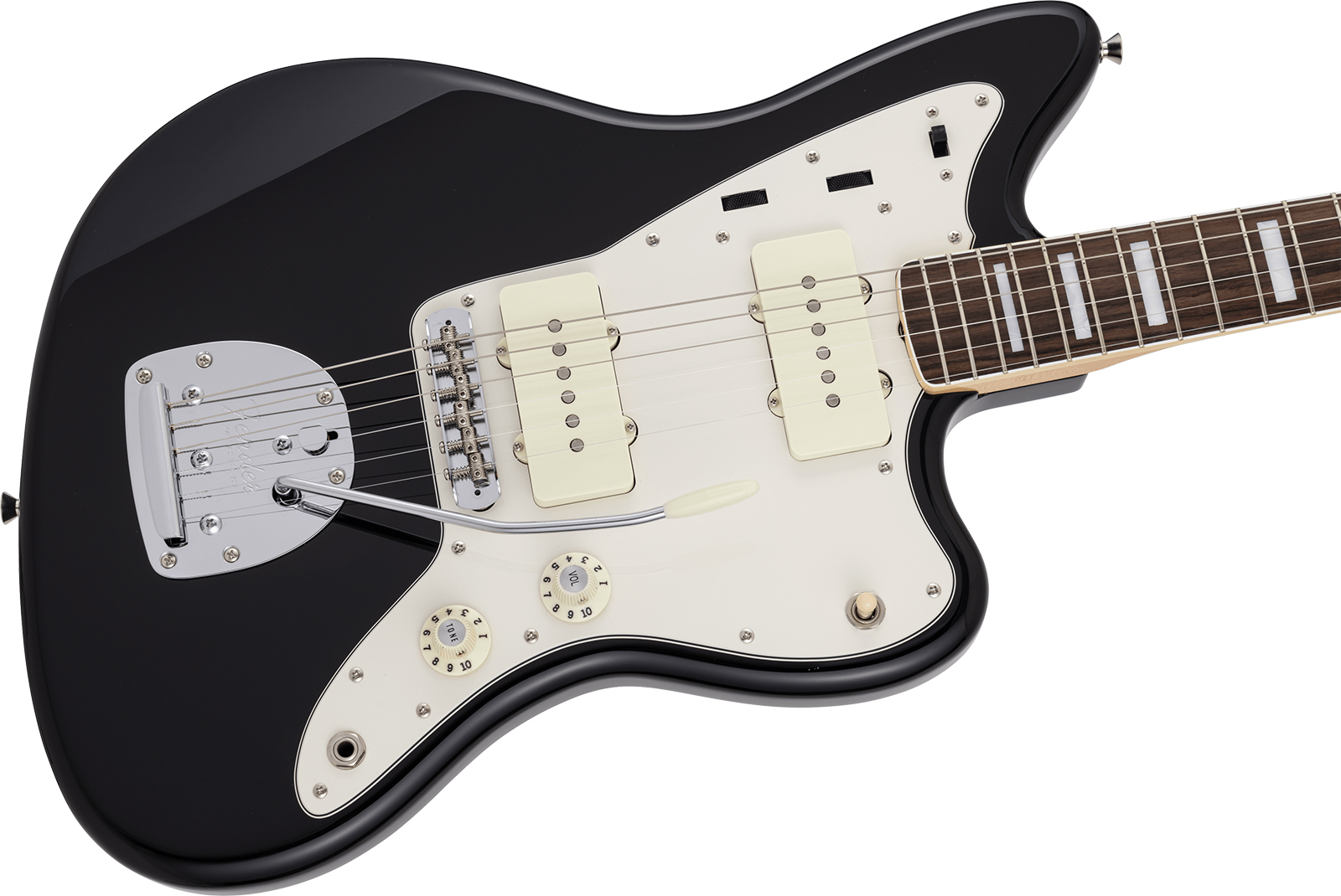 Fender Jazzmaster Late 60s Mij Traditional Ltd Jap 2s Trem Rw - Black - Guitarra electrica retro rock - Variation 2