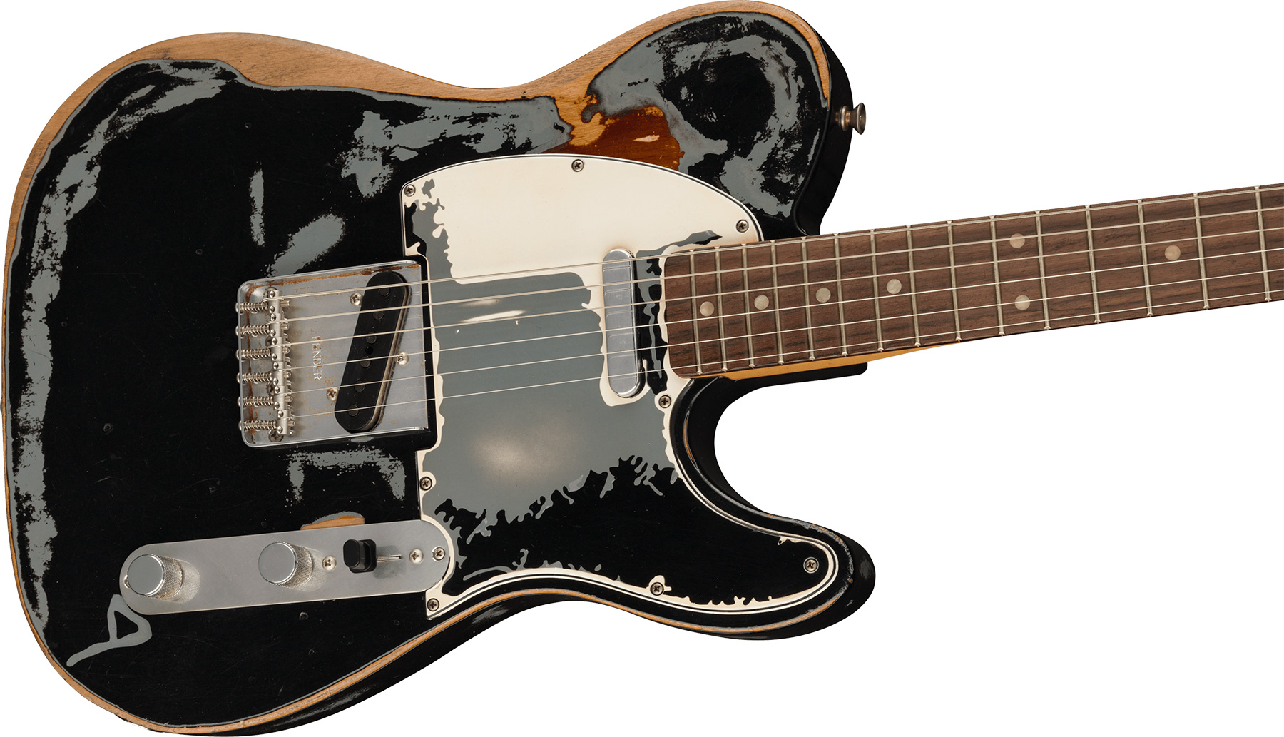 Fender Joe Strummer Tele Mex Signature 2s Ht Rw - Road Worn Black Over 3-color Sunburst - Guitarra eléctrica con forma de tel - Variation 2
