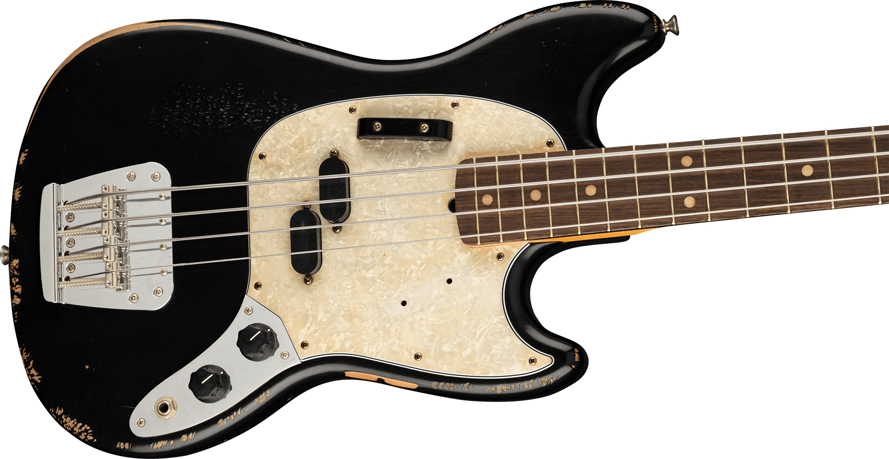 Fender Justin Meldal-johnsen Jmj Mustang Bass Road Worn Mex Rw - Black - Bajo eléctrico de cuerpo sólido - Variation 2