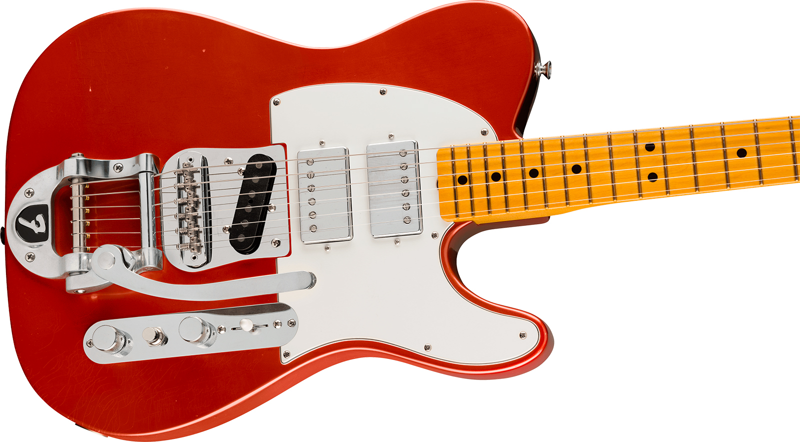 Fender Mike Campbell Tele Red Dog Stories Usa Signature Shh Trem Mn - Red Dog Red - Guitarra eléctrica con forma de tel - Variation 2