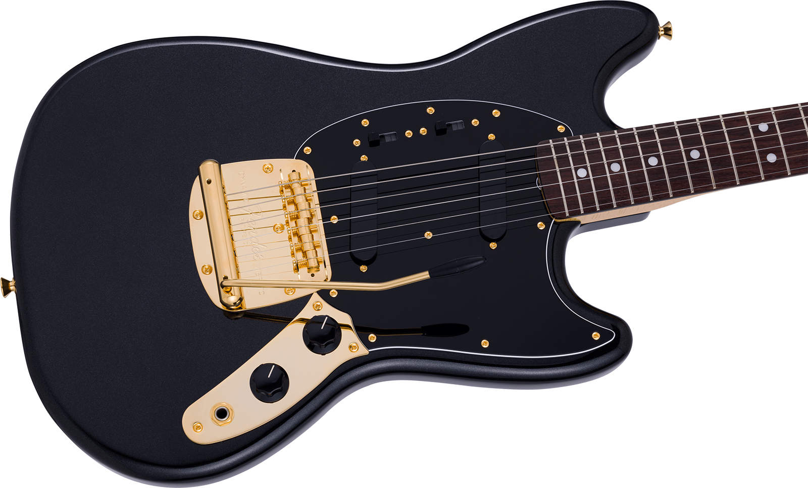 Fender Mustang 60s Traditional Mij Ltd Jap Shsc 2s Trem Rw - Black Pearl - Guitarra electrica retro rock - Variation 2