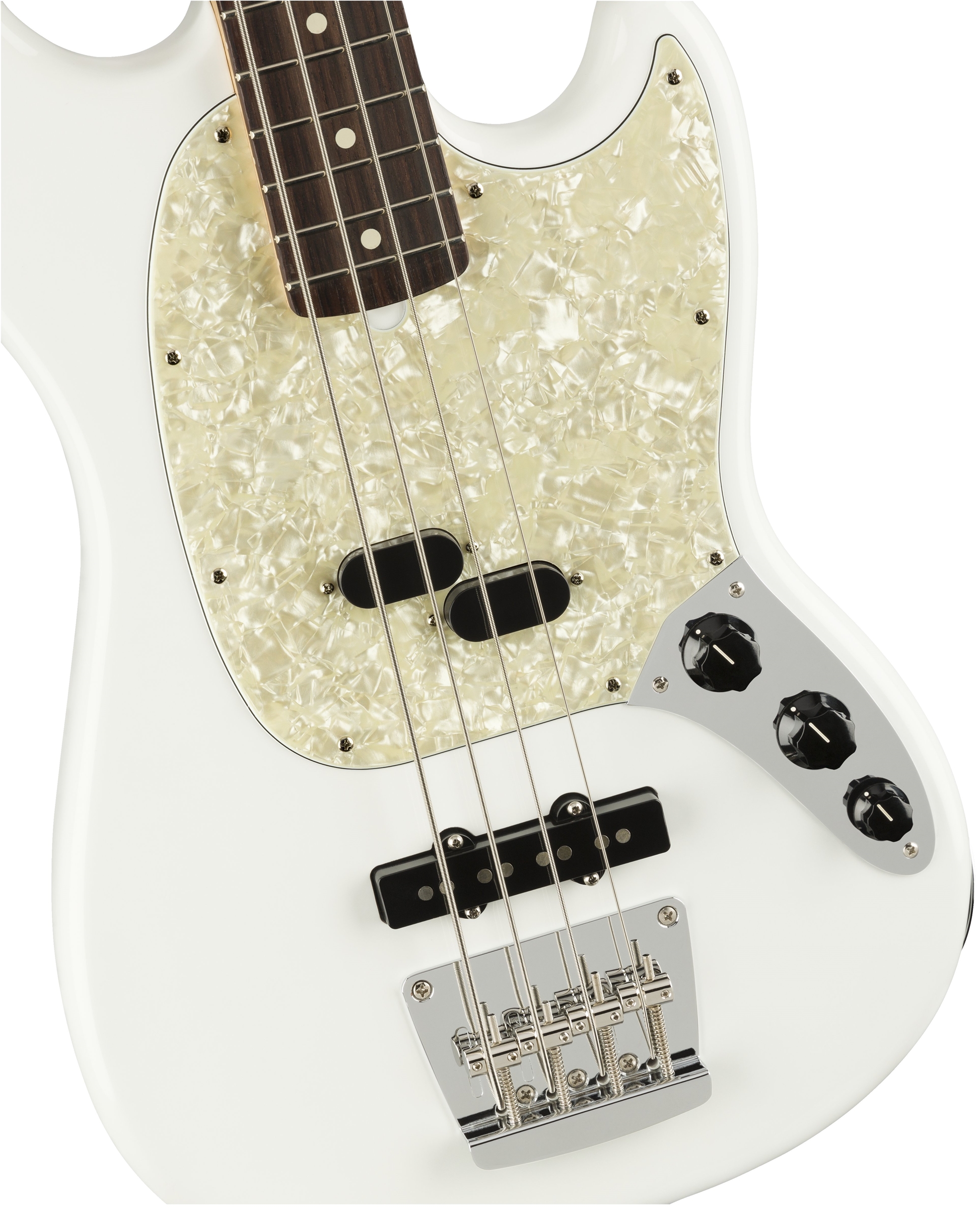 Fender Mustang Bass American Performer Usa Rw - Arctic White - Bajo eléctrico para niños - Variation 1