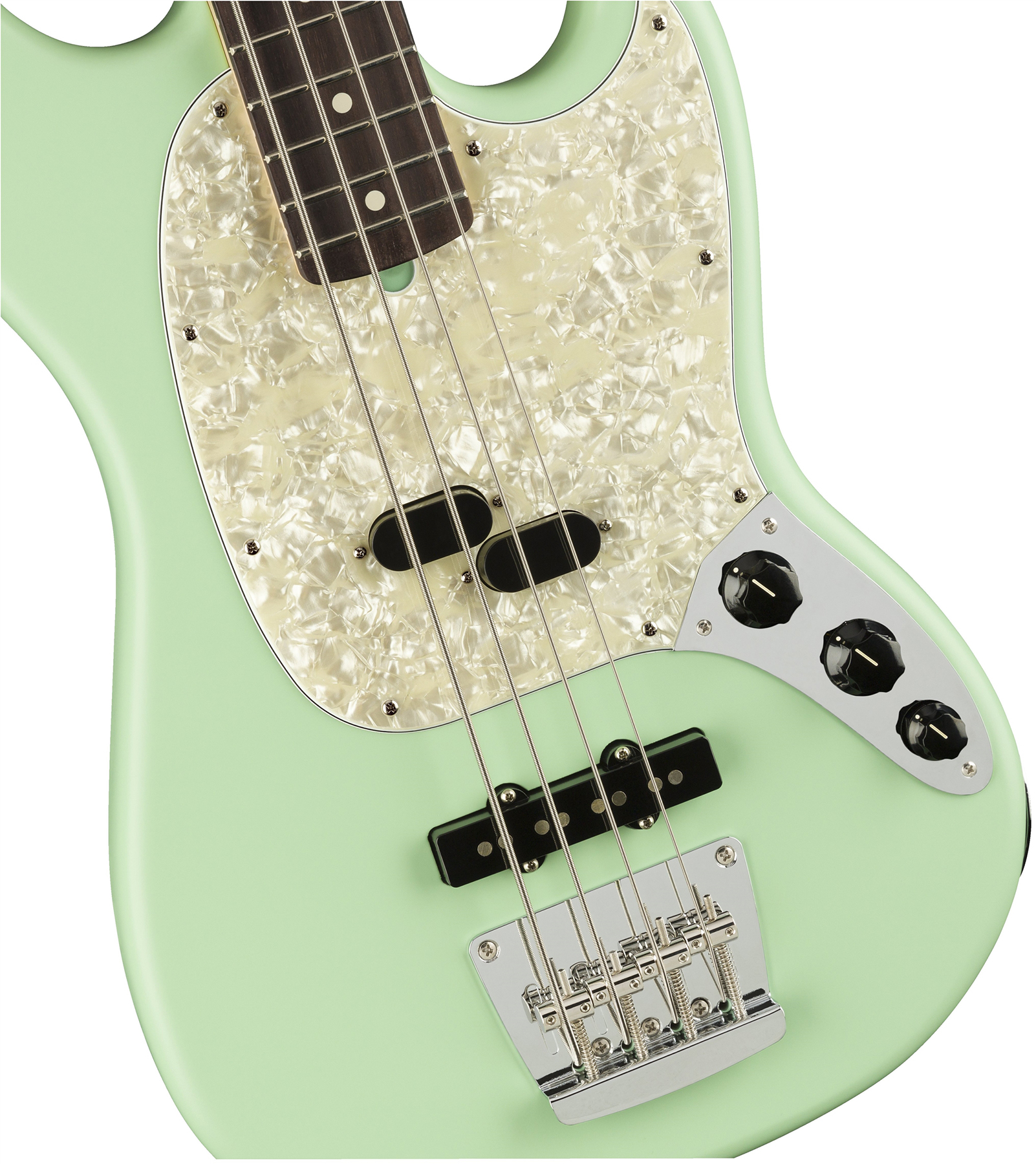Fender Mustang Bass American Performer Usa Rw - Satin Surf Green - Bajo eléctrico para niños - Variation 2