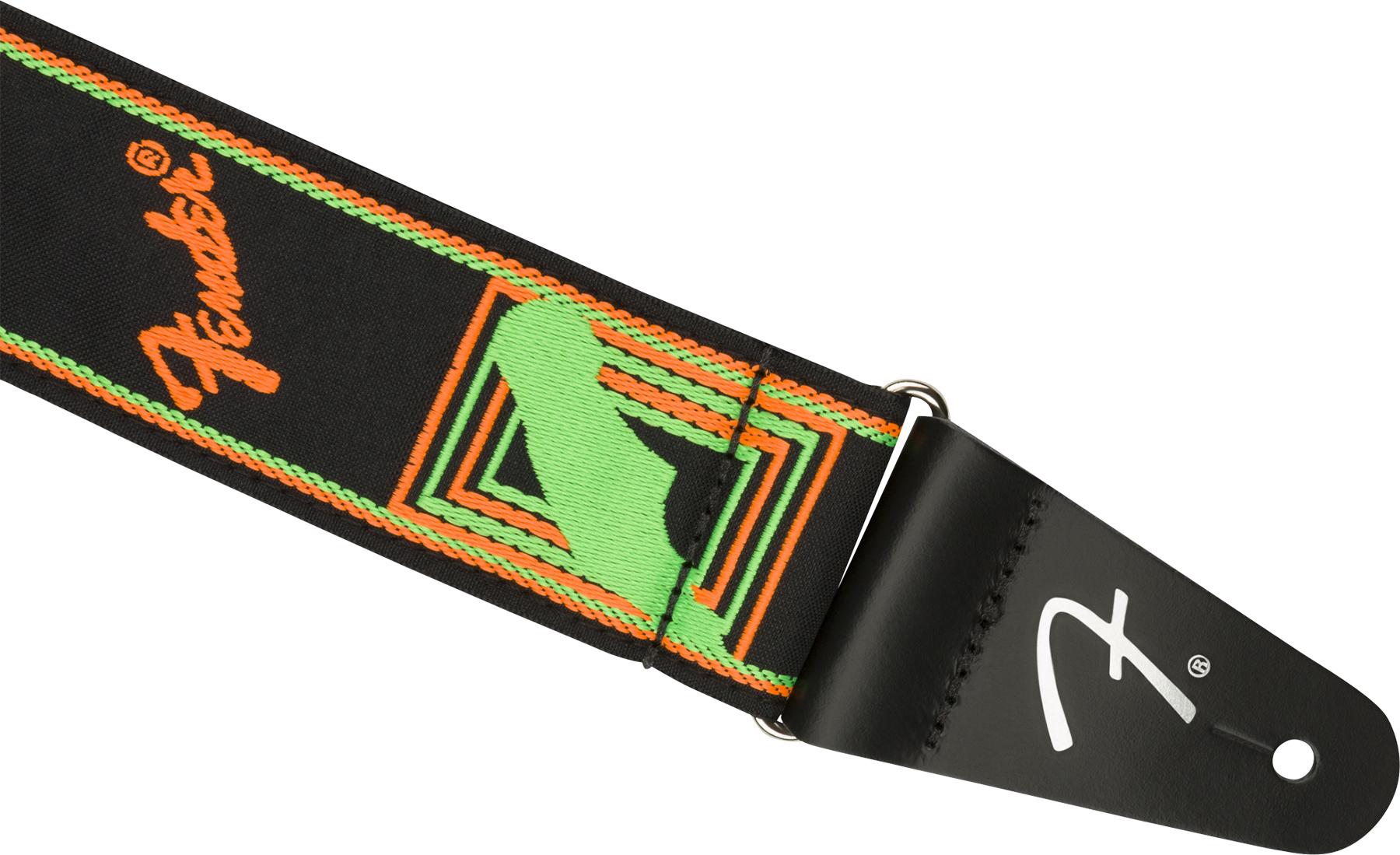 Fender Neon Monogrammed Guitar Strap Poly Green/orange - Correa - Variation 1