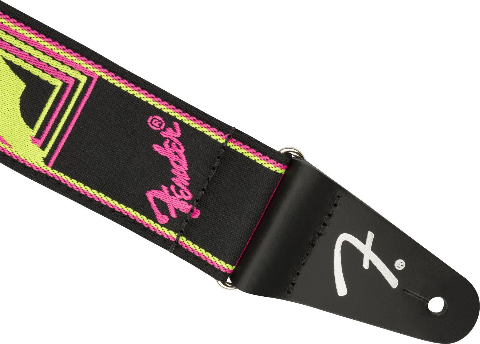 Fender Neon Monogrammed Guitar Strap Poly Yellow/pink - Correa - Variation 1