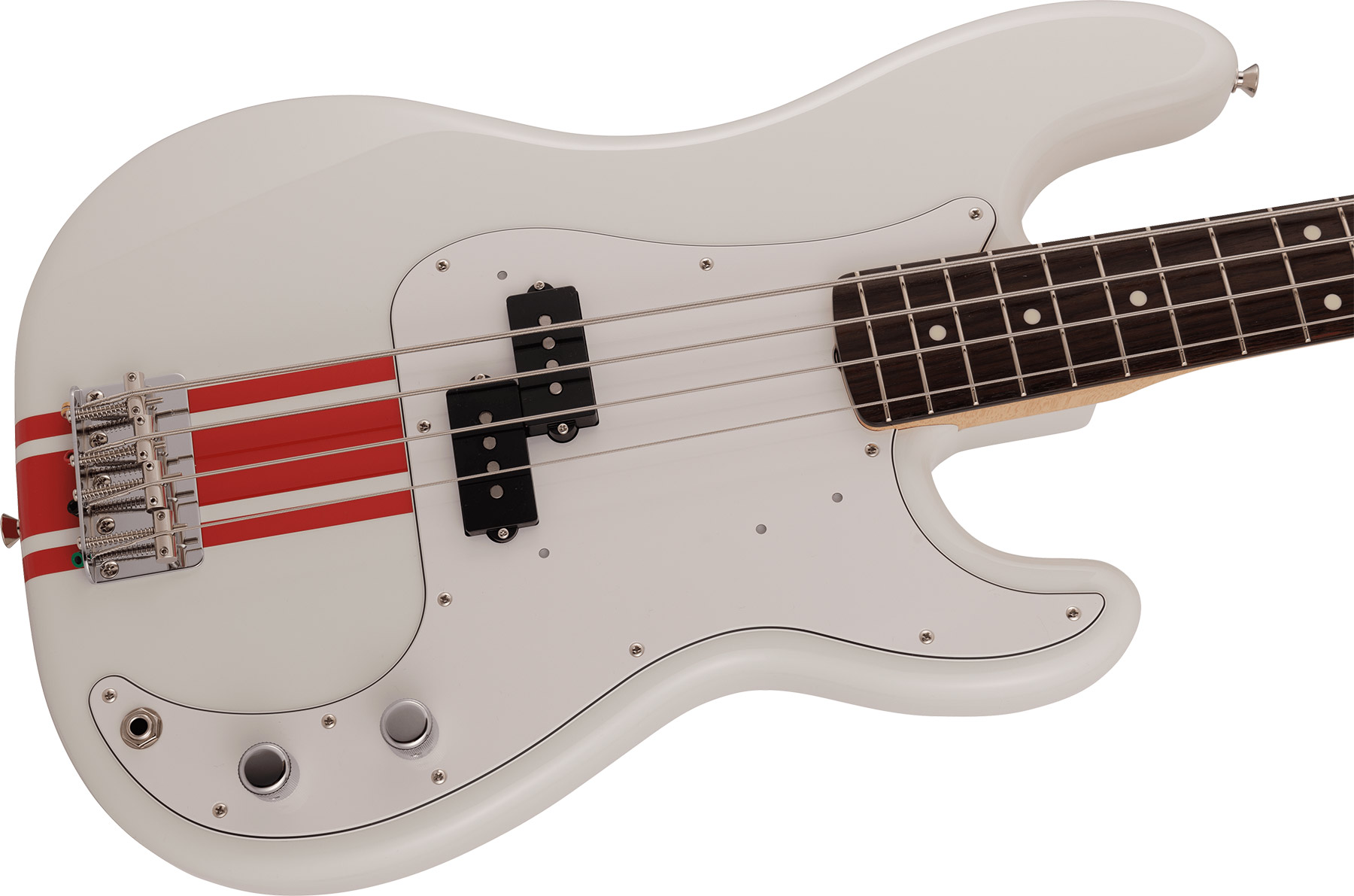 Fender Precision Bass Traditional 60s Mij Jap Rw - Olympic White W/ Red Competition Stripe - Bajo eléctrico de cuerpo sólido - Variation 2