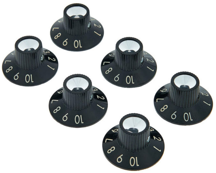 Botón para amplificador Fender Pure Vintage Black-Silver Skirted Amplifier  Knobs 6-Pack