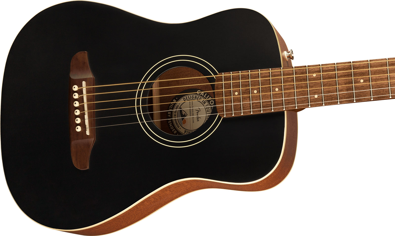Fender Redondo Mini California Ltd Dreadnought 1/2 Epicea Acajou Noy - Black Top - Guitarra acústica de viaje - Variation 2