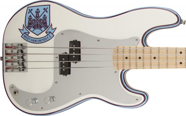 Bajo eléctrico de cuerpo sólido Fender Precision Bass Steve Harris (MF) -  olympic white whu fc crest blanco