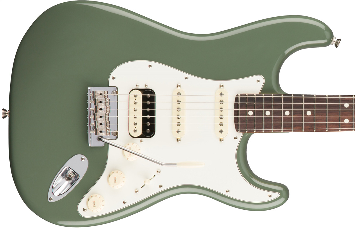 Fender Strat Hss Shawbucker American Professional Usa Rw - Antique Olive - Guitarra electrica de 12 cuerdas - Variation 1