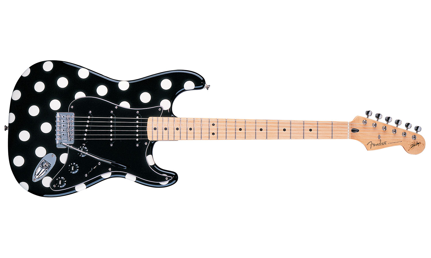 Fender Strat Mexican Artist Buddy Guy 3s Mn Black White Dots - Guitarra eléctrica con forma de str. - Variation 1