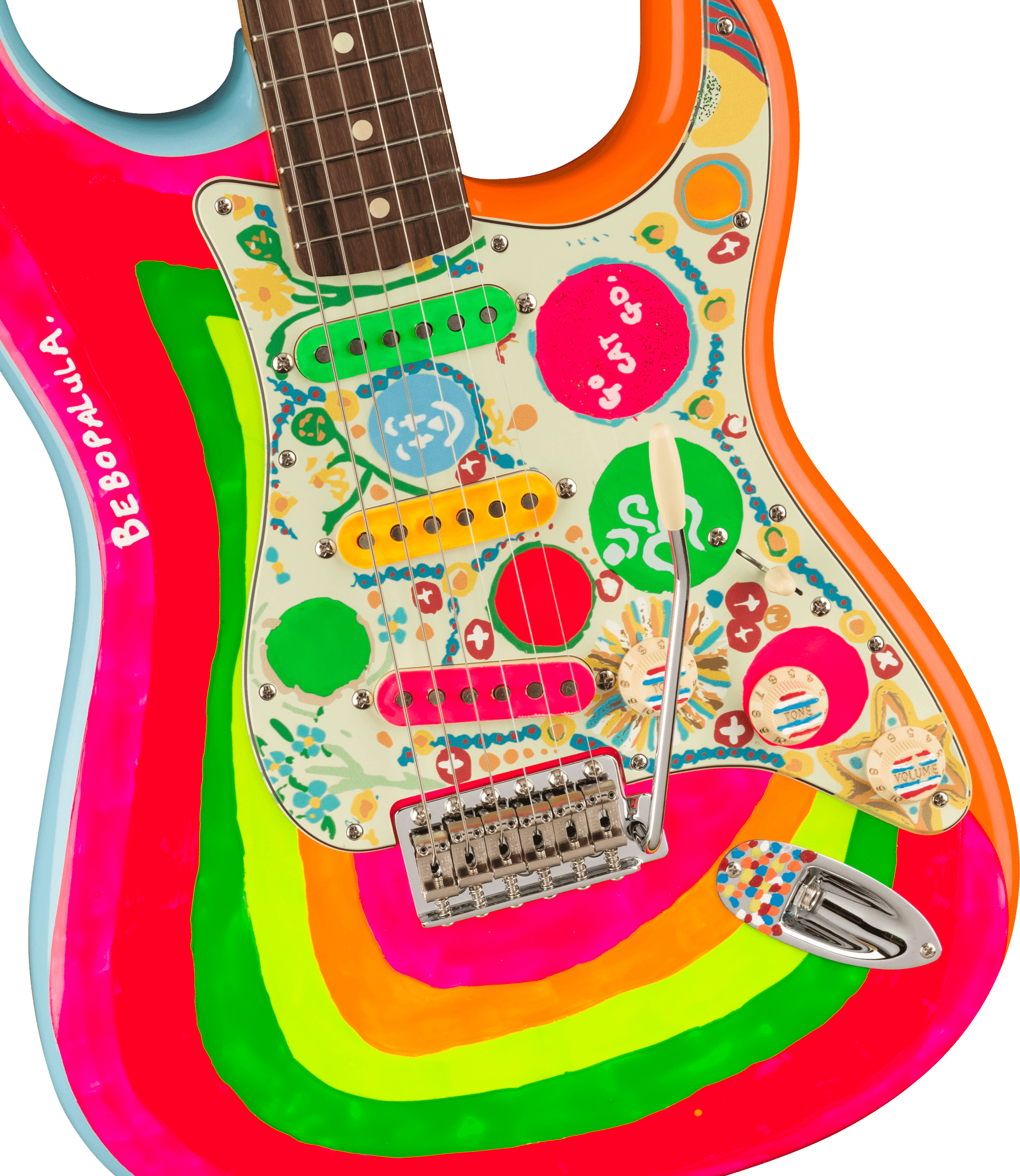 Fender Stratocaster Mex George Harrison Rocky Trem 3s Rw - Hand Painted Rocky Artwork Over Sonic Blue - Guitarra eléctrica con forma de str. - Variati