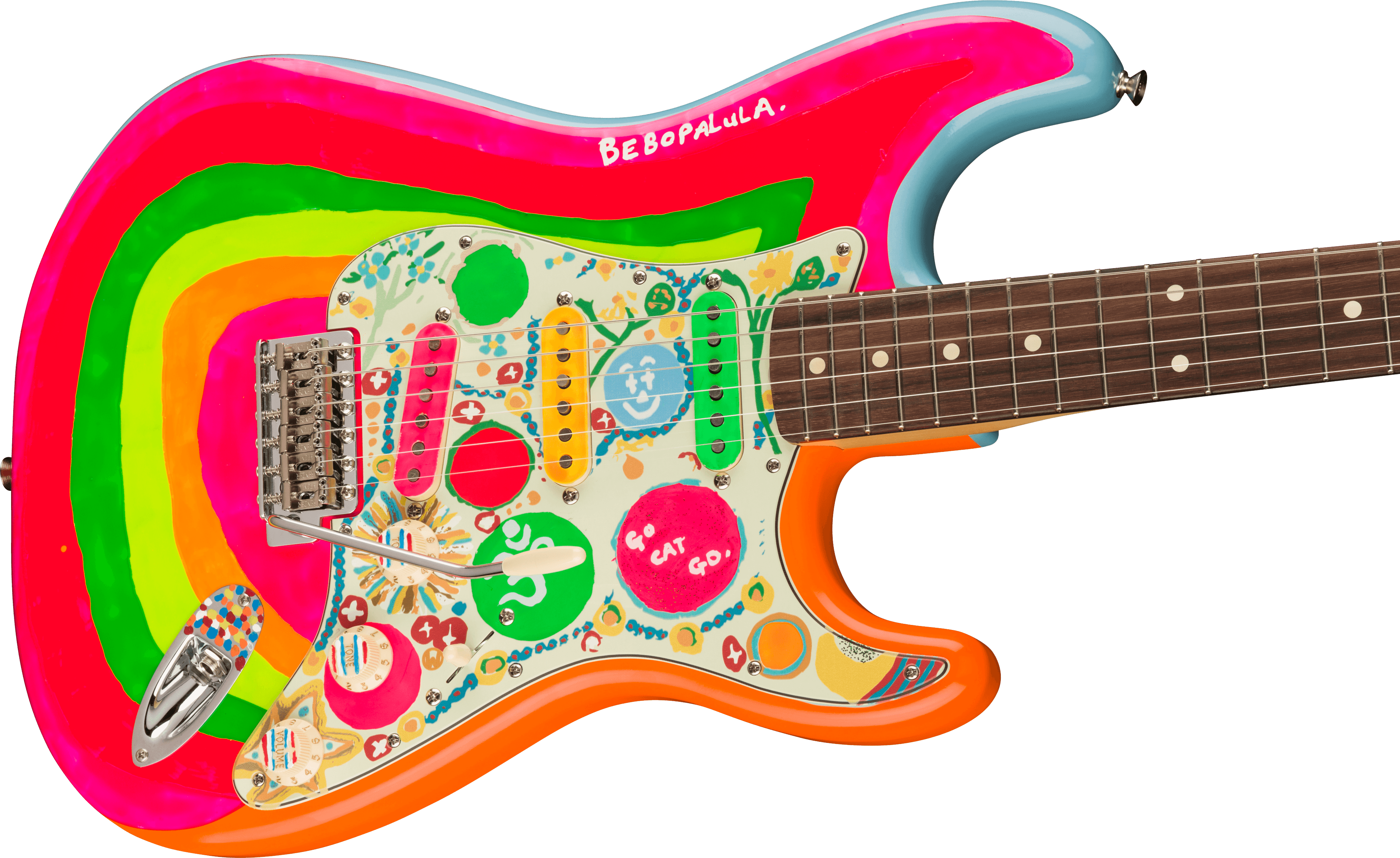 Fender Stratocaster Mex George Harrison Rocky Trem 3s Rw - Hand Painted Rocky Artwork Over Sonic Blue - Guitarra eléctrica con forma de str. - Variati