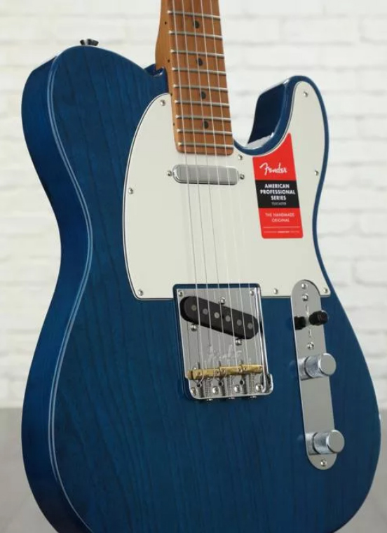 Fender Tele American Professional Roasted Neck Ltd 2020 Usa Mn - Sapphire Blue Transparent - Guitarra eléctrica con forma de tel - Variation 1