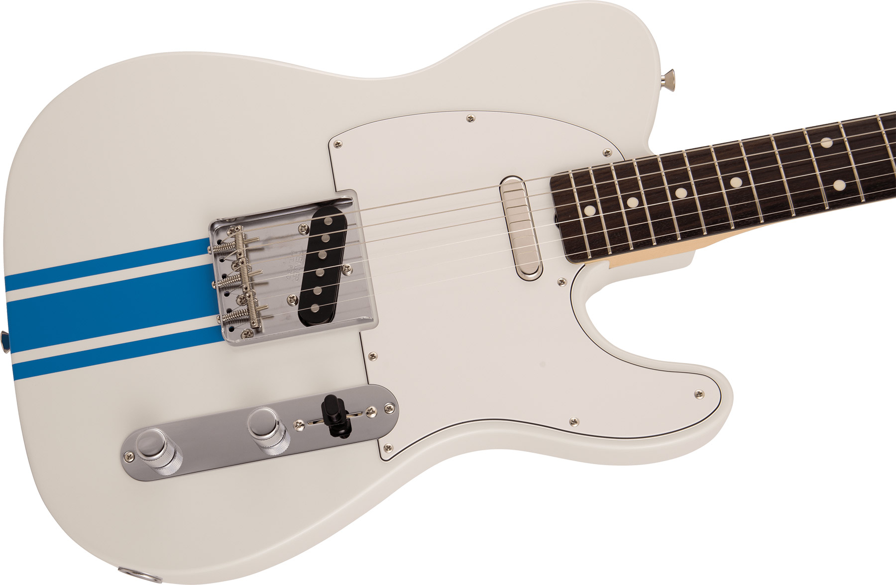 Fender Tele Traditional 60s Mij Jap 2s Ht Rw - Olympic White W/ Blue Competition Stripe - Guitarra eléctrica con forma de tel - Variation 2