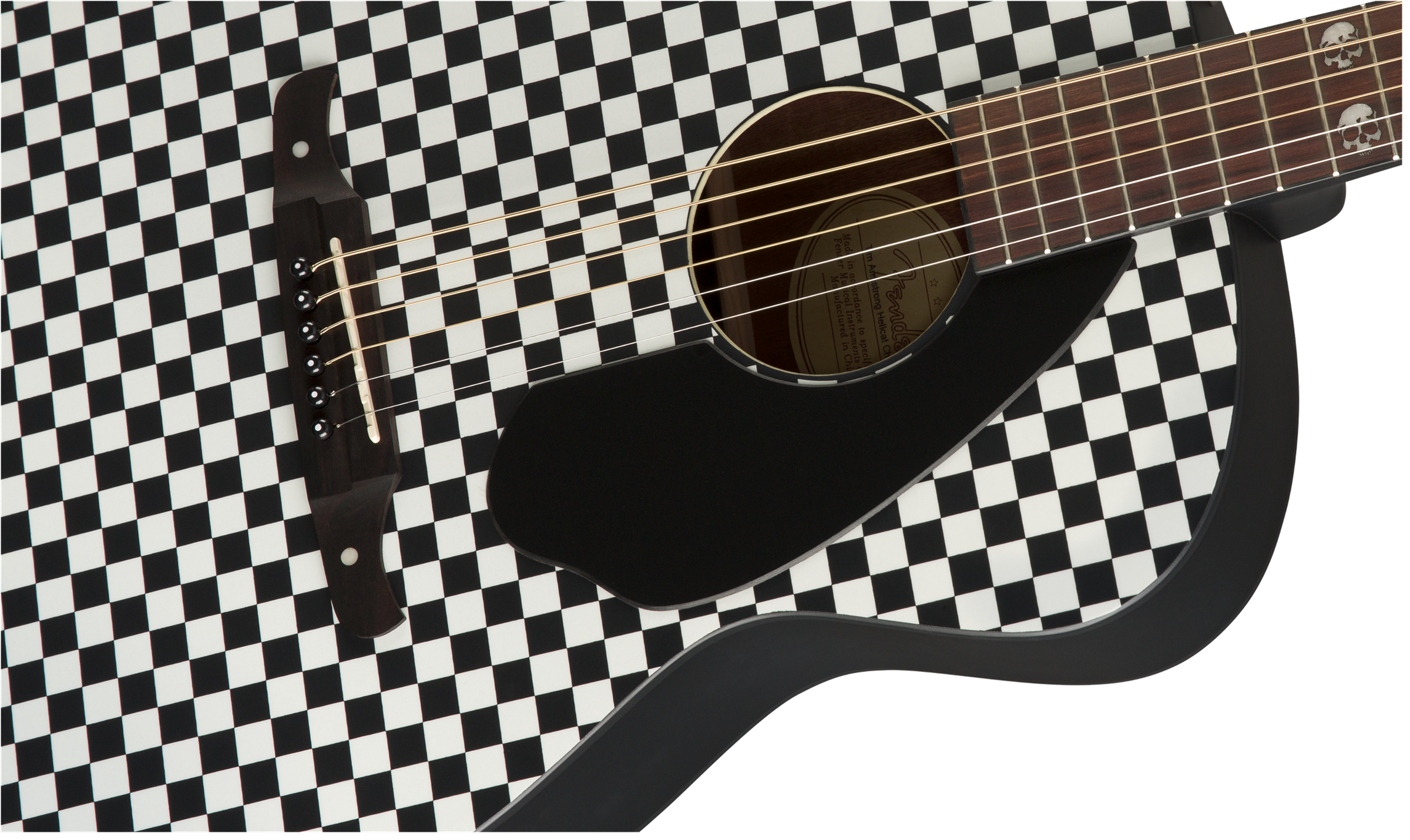 Fender Tim Armstrong Hellcat Epicea Acajou Wal - Checkerboard White/black - Guitarra electro acustica - Variation 3