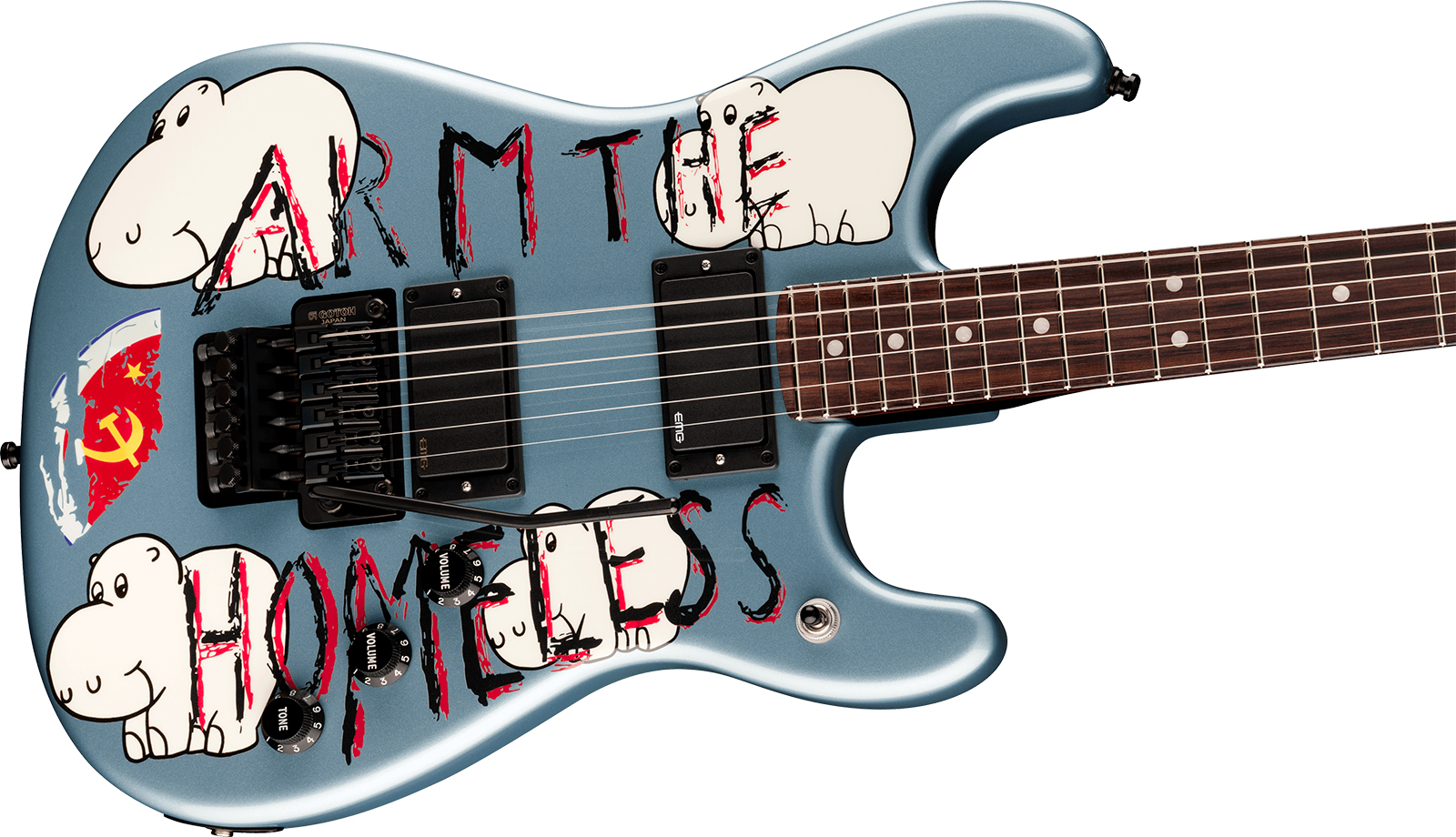 Fender Tom Morello Strat Arm The Homeless Signature 2h Emg Fr Rw - Blue Ice Metallic - Guitarra eléctrica de autor - Variation 2