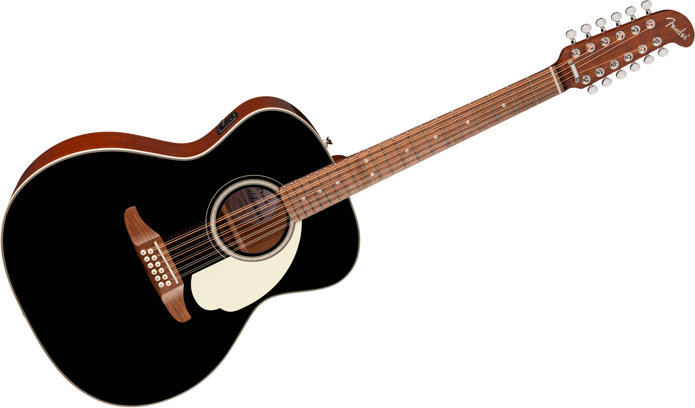 Fender Villager Deluxe E California Orchestra Om 12c Shsc Epicea Acajou Noy - Black - Guitarra folk - Variation 1