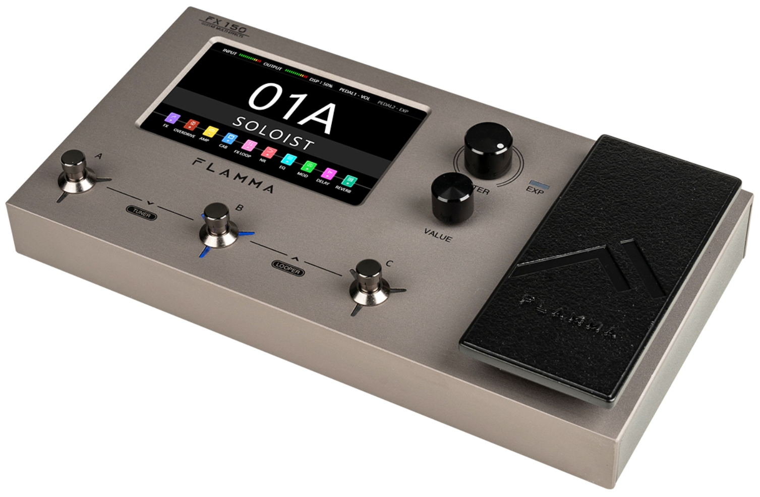 Flamma Fx150 Guitar Multi Effects Stardust Gray - Pedalera multiefectos para guitarra eléctrica - Variation 1