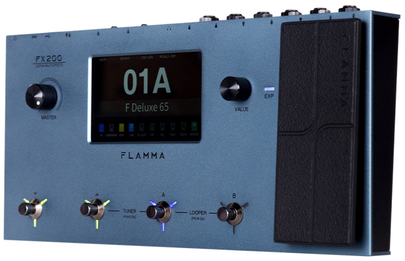 Flamma Fx200 Guitar Multi Effects Galaxy Blue - Pedalera multiefectos para guitarra eléctrica - Variation 1