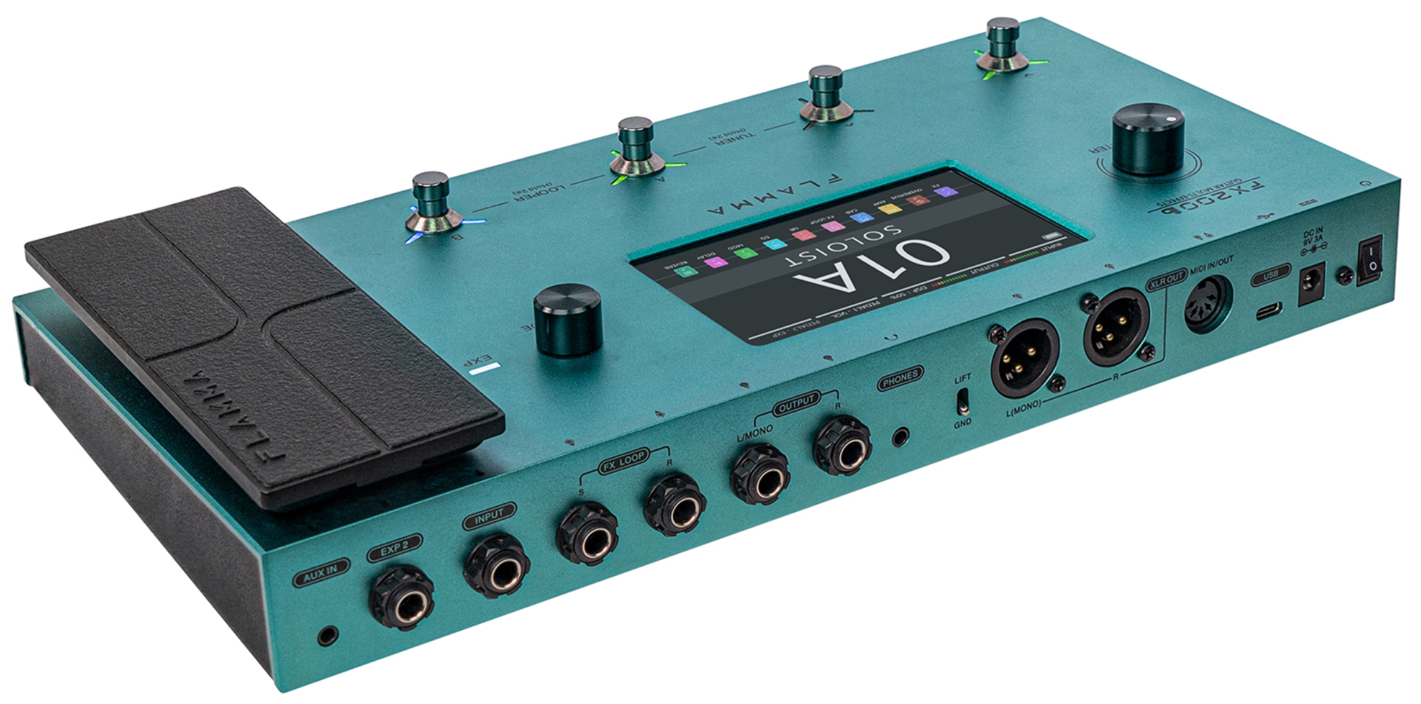 Flamma Fx200b (rechargeable Battery) Guitar Multi Effects Nebula Green - Pedalera multiefectos para guitarra eléctrica - Variation 1