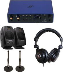 Interface de audio usb Focusrite SCARLETT 2i2 G4 AE Blue + Enceintes D3V + Casque + Pieds