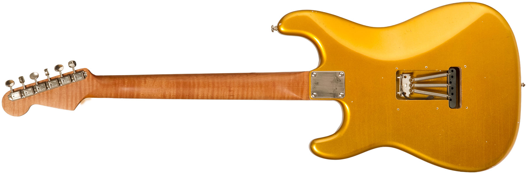 Folreden Guitars Custom Order Strat 3s Trem Rw #090815 - Relic Golden Yellow Sparkle - Guitarra eléctrica con forma de str. - Variation 1
