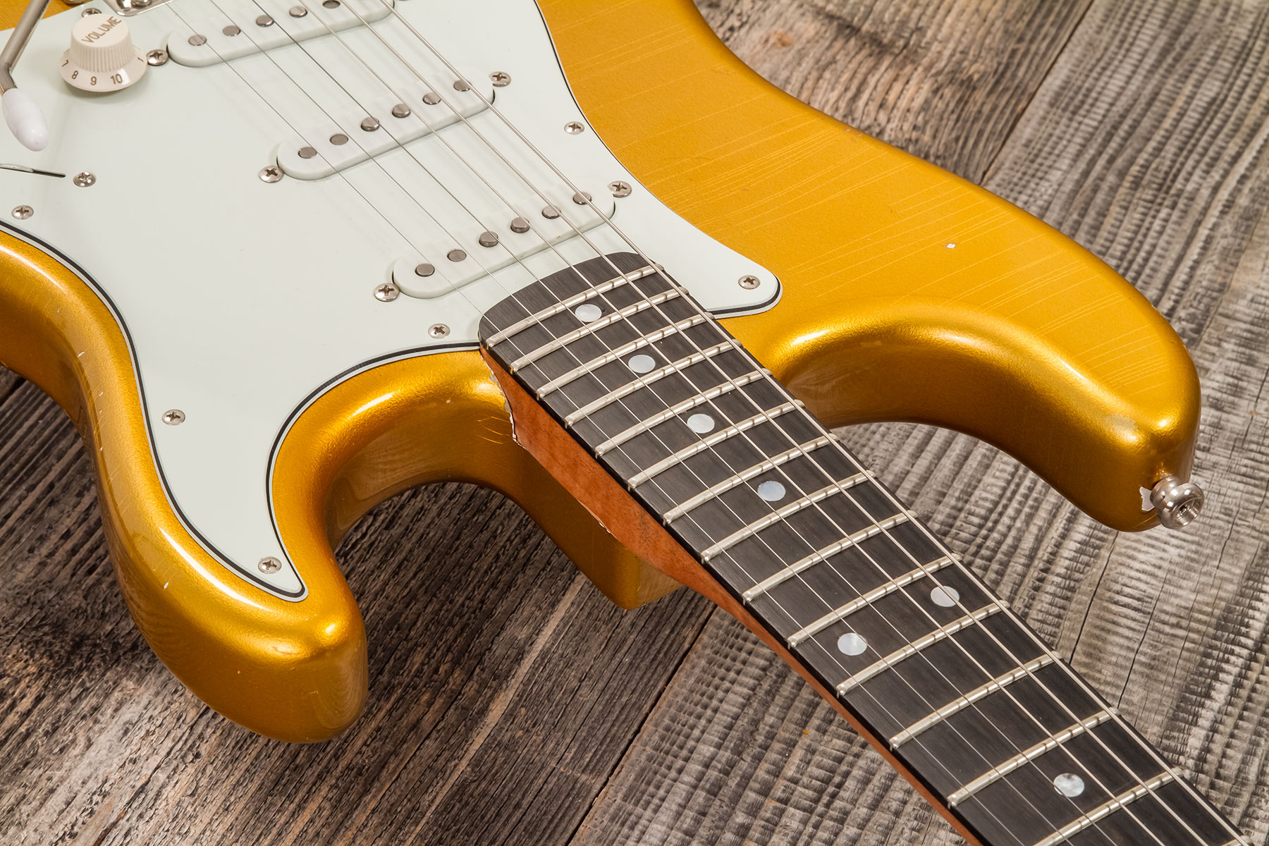 Folreden Guitars Custom Order Strat 3s Trem Rw #090815 - Relic Golden Yellow Sparkle - Guitarra eléctrica con forma de str. - Variation 4