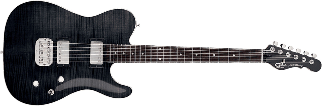 G&l Asat Deluxe Carved Top Tribute 2h Ht Bc - Trans Black - Guitarra eléctrica con forma de tel - Main picture
