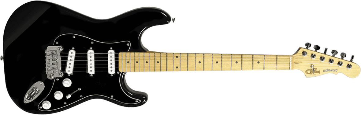 G&l Legacy Tribute Sss Trem Mn - Black - Guitarra eléctrica con forma de str. - Main picture