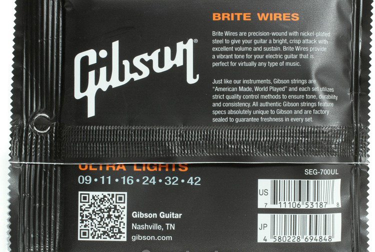 Gibson Jeu De 6 Cordes Electric (6) Brite Wires Seg-700ul 9.42 - Cuerdas guitarra eléctrica - Variation 1