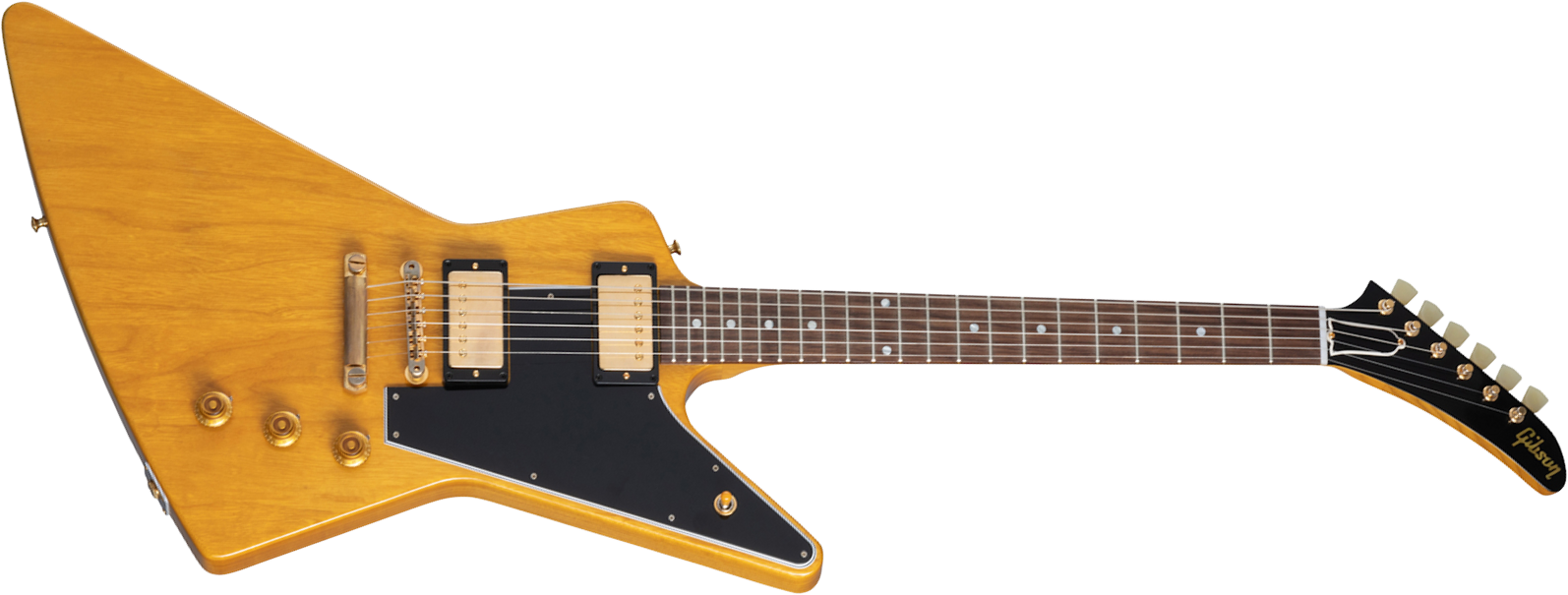 Gibson Custom Shop 1958 Korina Explorer Reissue Black Pickguard 2h Ht Eb - Vos Natural - Guitarra electrica metalica - Main picture