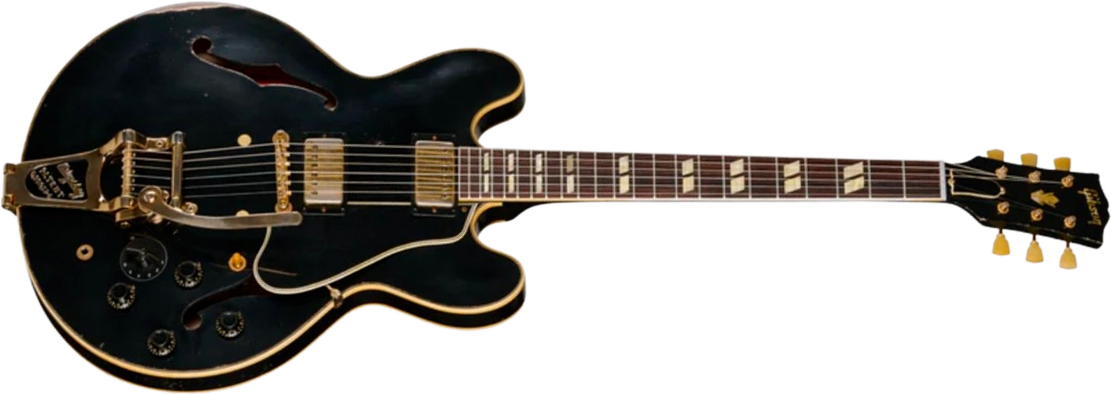 Gibson Custom Shop Es345 Reissue 1959 Bigsby 2h Trem Eb - Murphy Lab Heavy Aged Ebony - Guitarra eléctrica semi caja - Main picture