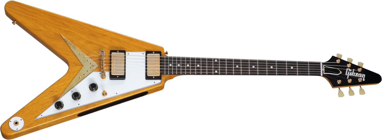 Gibson Custom Shop Flying V 1958 Korina White Pickguard 2h Ht Rw - Vos Natural - Guitarra electrica retro rock - Main picture