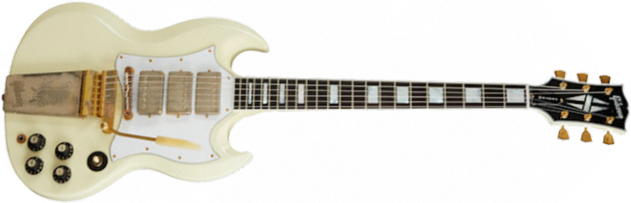 Gibson Custom Shop Jimi Hendrix Sg Custom 1967 Signature Hhh Trem Eb - Aged Polaris White - Guitarra eléctrica de corte único. - Main picture