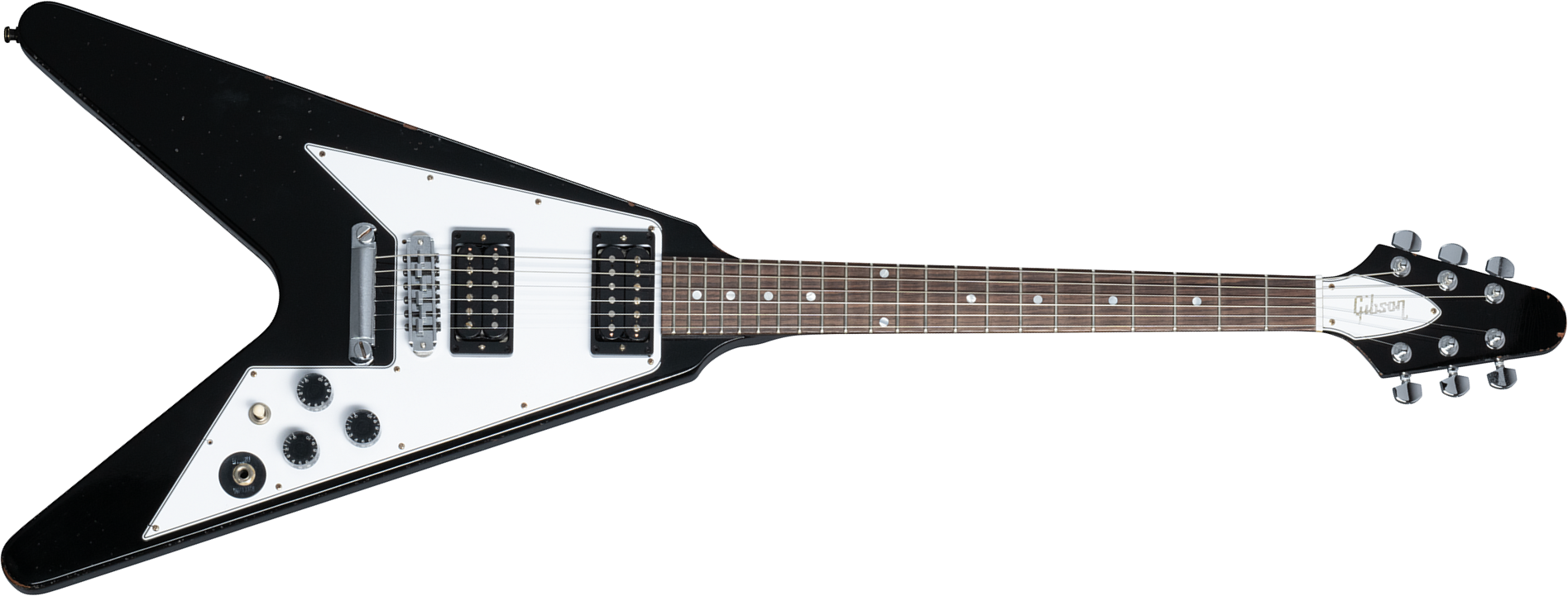 Gibson Custom Shop Kirk Hammett Flying V 1979 2h Ht Rw - Murphy Lab Aged Ebony - Guitarra electrica metalica - Main picture