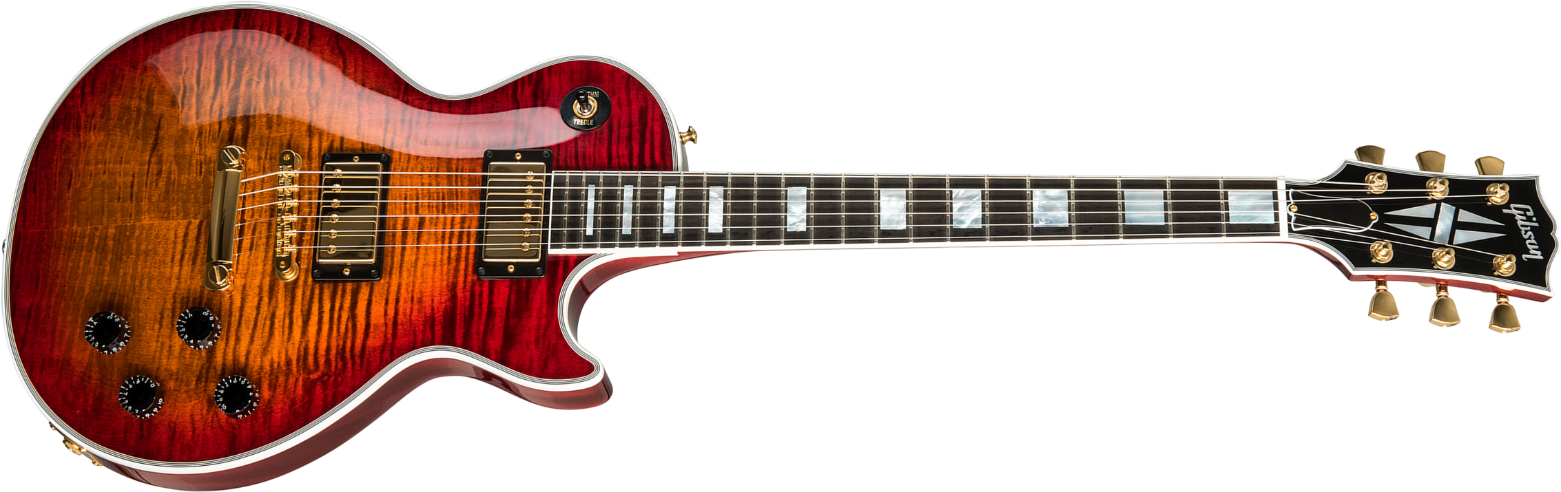 Gibson Custom Shop Les Paul Axcess Custom Figured Top 2019 2h Ht Eb - Gloss Bengal Burst - Guitarra eléctrica de corte único. - Main picture