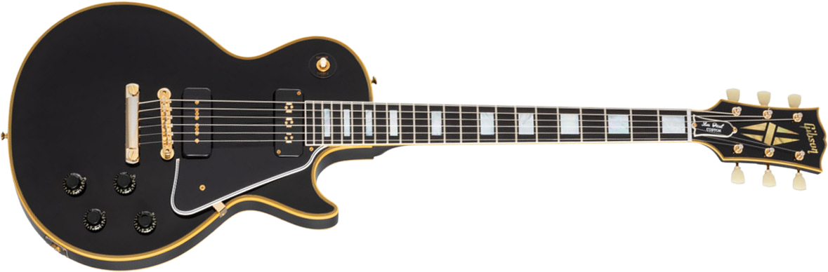 Gibson Custom Shop Les Paul Custom 1954 Black Beauty 2h Ht Rw - Vos Ebony - Guitarra eléctrica de corte único. - Main picture