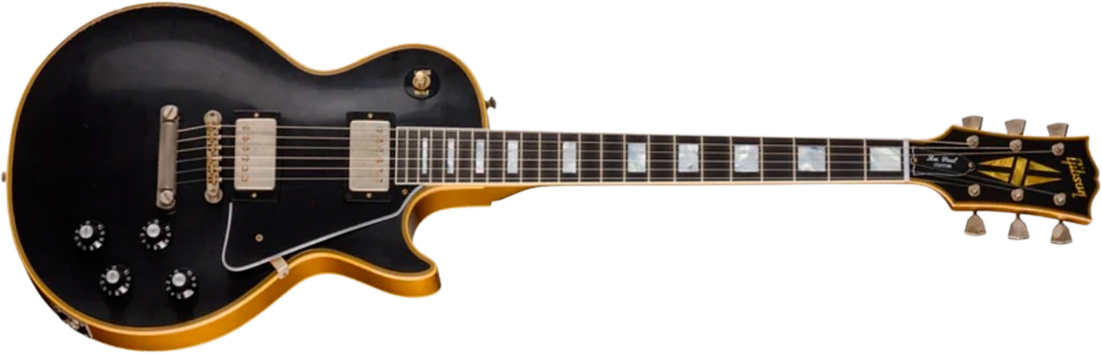 Gibson Custom Shop Les Paul Custom 1968 Le Ltd 2h Ht Eb - Vos Ebony Top / Antique Gold Back - Guitarra eléctrica de corte único. - Main picture