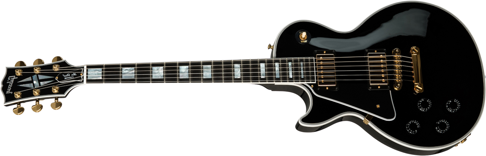 Gibson Custom Shop Les Paul Custom 2019 Lh Gaucher Hh Ht Eb - Ebony - Guitarra electrica para zurdos - Main picture