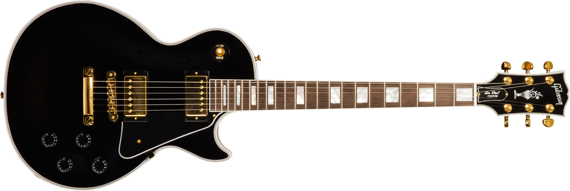 Gibson Custom Shop M2m Les Paul Custom Flowerpot Headstock 2h Ht Eb #cs403529 - Ebony Gloss - Guitarra eléctrica de corte único. - Main picture