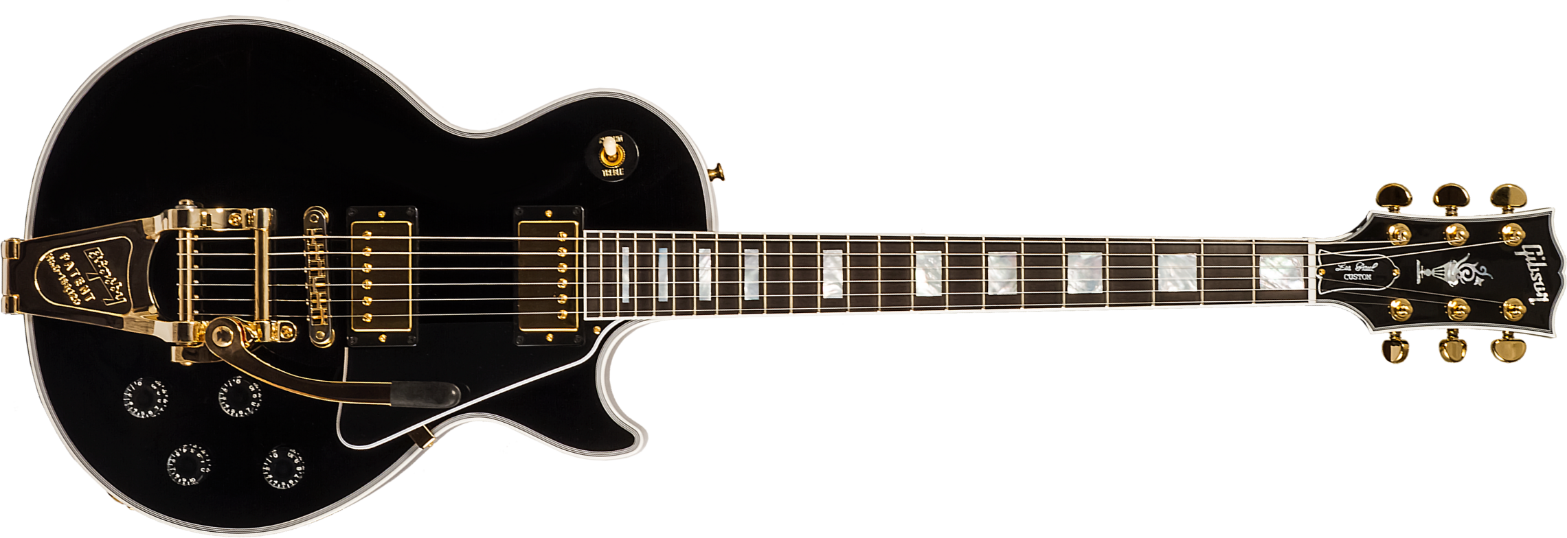Gibson Custom Shop M2m Les Paul Custom Flowerpot Headstock 2h Trem Bigsby Eb #cs402776 - Ebony - Guitarra eléctrica de corte único. - Main picture