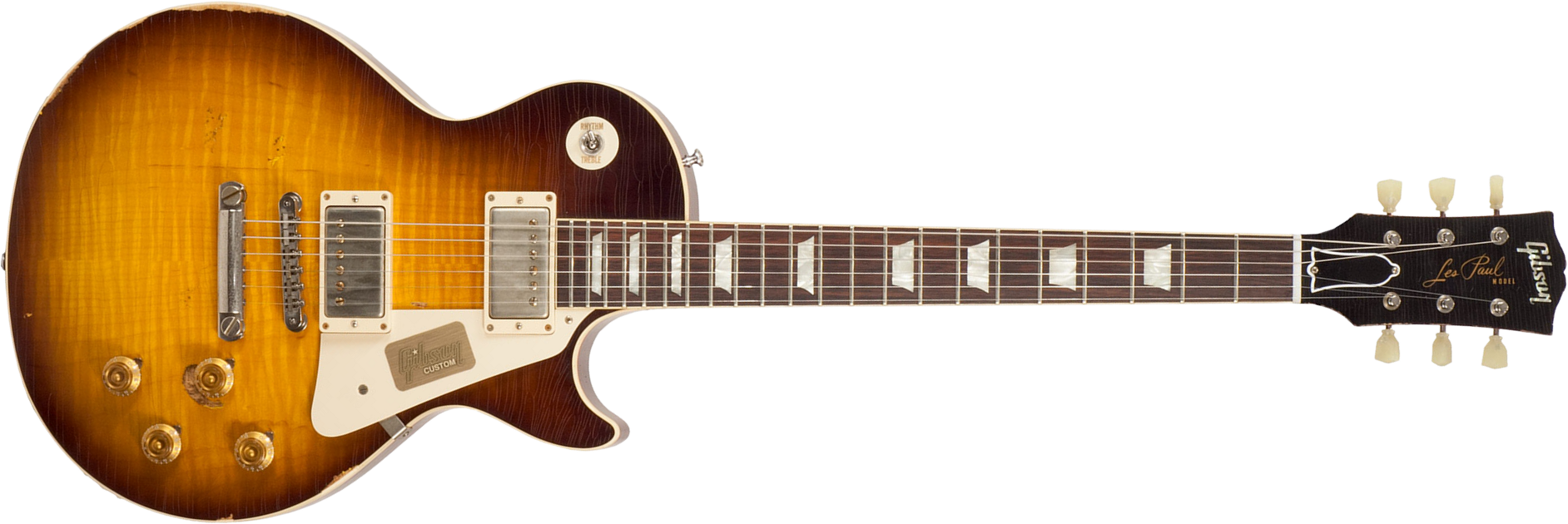 Gibson Custom Shop M2m Les Paul Standard 1958 2h Ht Rw #r862323 - Aged Kindred Burst Fade - Guitarra eléctrica de corte único. - Main picture