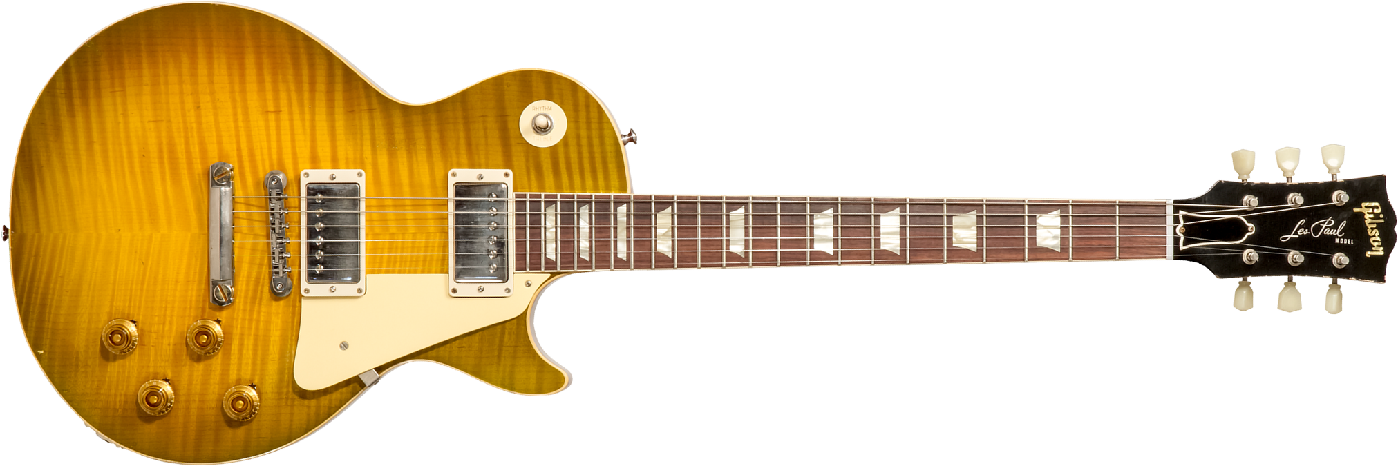 Gibson Custom Shop M2m Les Paul Standard 1959 Reissue 2h Ht Rw #932154 - Murphy Lab Light Aged Green Lemon Burst - Guitarra eléctrica de corte único. 