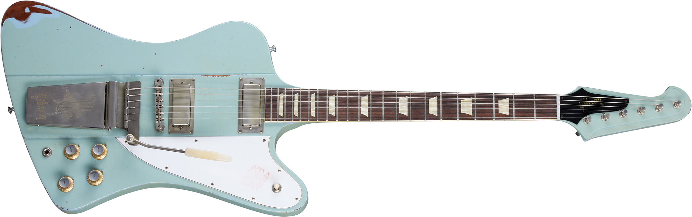 Gibson Custom Shop Murphy Lab Firebird 1963 Maestro Reissue Trem 2mh Rw - Heavy Aged Antique Frost Blue - Guitarra electrica retro rock - Main picture