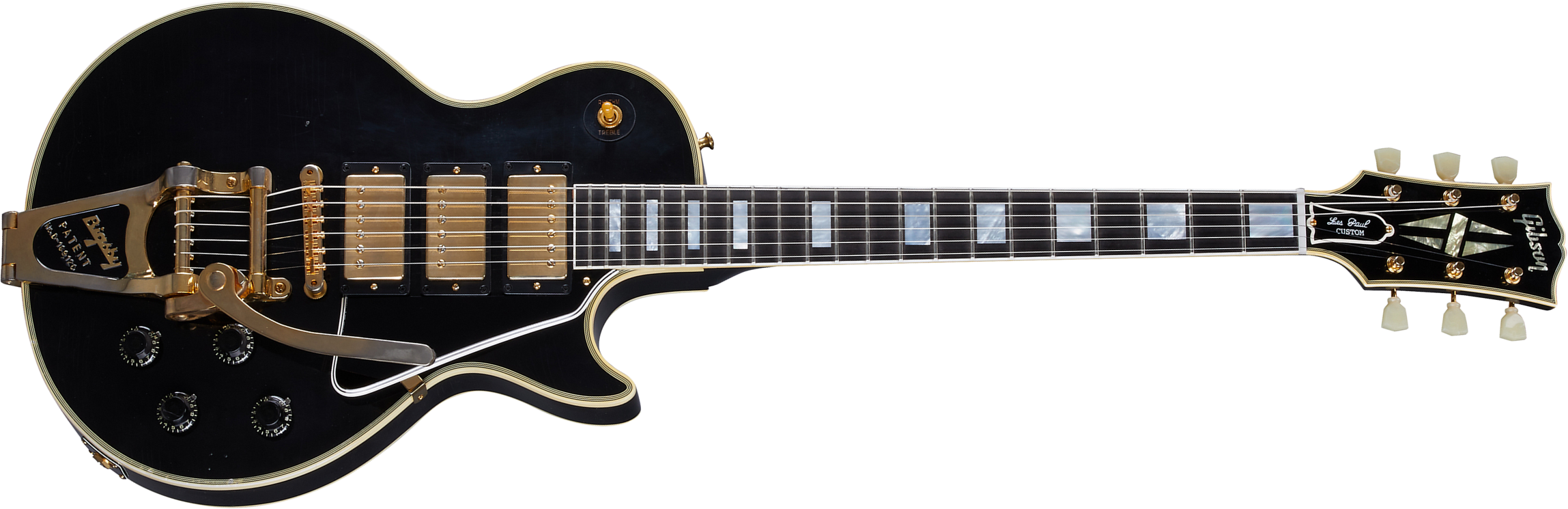 Gibson Custom Shop Murphy Lab Les Paul Custom 1957 3pu Bigsby Reissue 3h Trem Eb - Light Aged Ebony - Guitarra eléctrica de corte único. - Main pictur