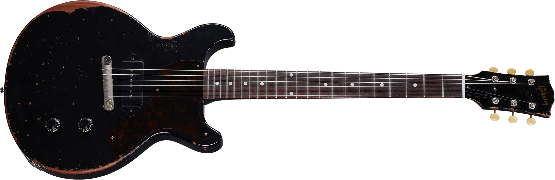 Gibson Custom Shop Murphy Lab Les Paul Junior Double Cut 1960 Reissue P90 Ht Rw - Ultra Heavy Aged Ebony - Guitarra eléctrica de doble corte - Main pi